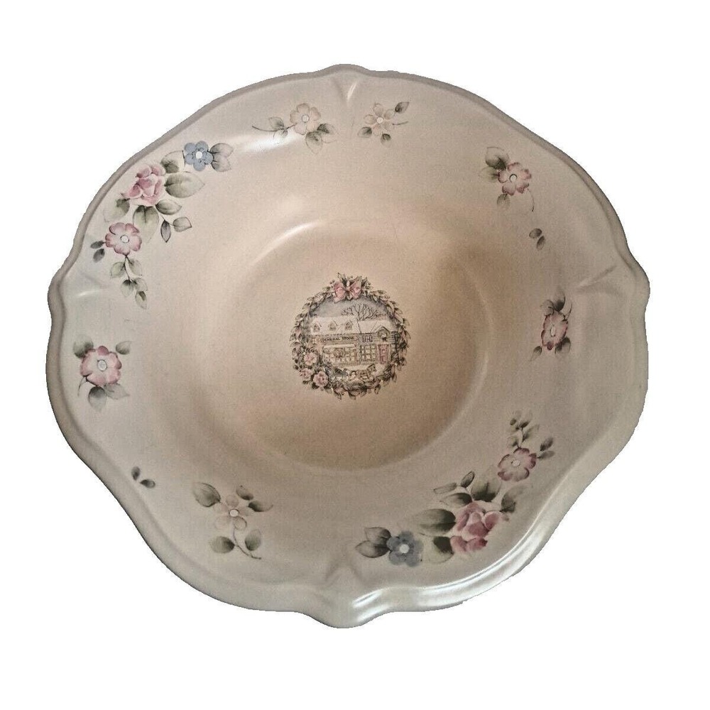 Pfaltzgraff Victorian Christmas Serving Bowl General Store Scalloped 10.25" USA
